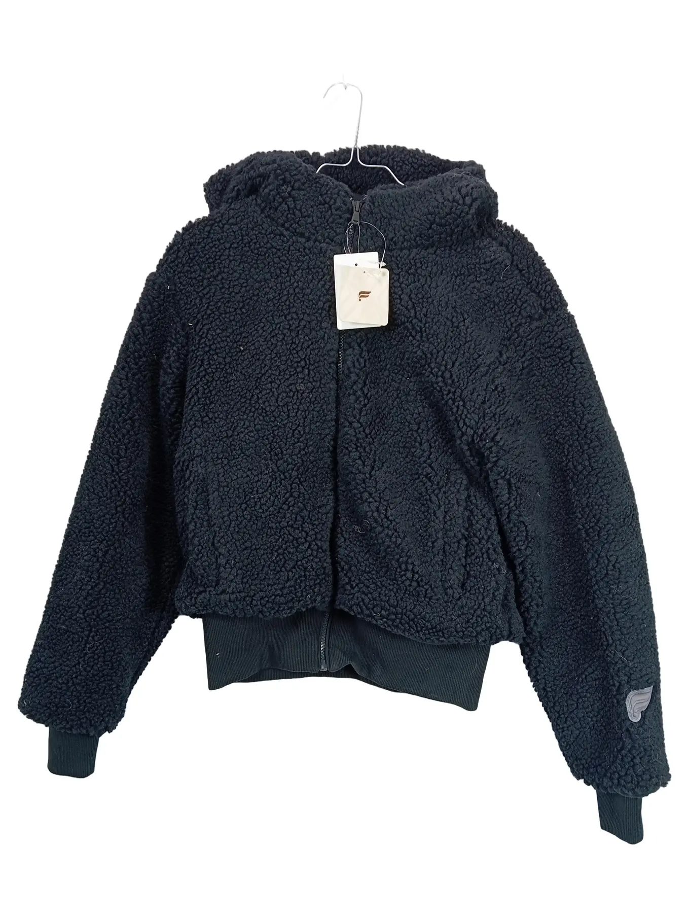 FABLETICS Damen Teddy Fleecejacke Sherpa Kapuze Schwarz Gr. XS NEU