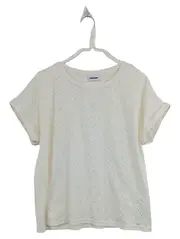 Vorschaubild 1 von Damen T-Shirt Gr. S Creme Lochmuster Kurzarm Casual