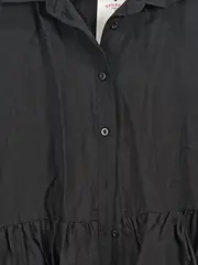 Vorschaubild 4 von Hemdblusenkleid Damen Lyocell Rüschen Minikleid Schwarz Gr. XL
