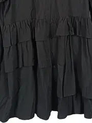 Vorschaubild 3 von Hemdblusenkleid Damen Lyocell Rüschen Minikleid Schwarz Gr. XL