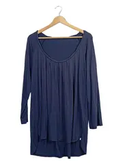 Vorschaubild 1 von Damen Langarmshirt Blau Gr. XL Tunika Raffung Casual