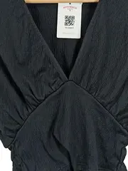 Vorschaubild 2 von Damen Bluse Gr. 36/S Schwarz V-Ausschnitt Cropped Top