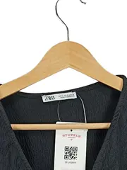 Vorschaubild 3 von Damen Bluse Gr. 36/S Schwarz V-Ausschnitt Cropped Top