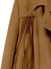 Vorschaubild 3 von Damen Wildlederimitat Jacke Fransen Braun Gr. 48 Boho