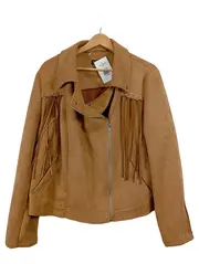 Vorschaubild 1 von Damen Wildlederimitat Jacke Fransen Braun Gr. 48 Boho