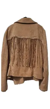 Vorschaubild 2 von Damen Wildlederimitat Jacke Fransen Braun Gr. 48 Boho