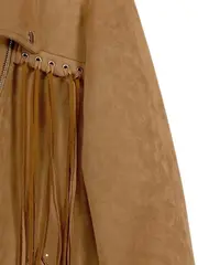 Vorschaubild 4 von Damen Wildlederimitat Jacke Fransen Braun Gr. 48 Boho