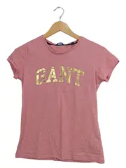 Vorschaubild 1 von Damen T-Shirt Rosa Gold Logo Print Gr. XS 34 Baumwolle
