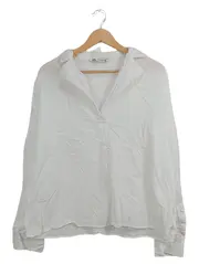 Vorschaubild 1 von Damen Hemdbluse Gr. 42 Weiß Casual Langarm