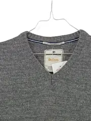 Vorschaubild 3 von Herren Pullover V-Ausschnitt Strickpullover Grau Gr. 50/L Wolle Mix