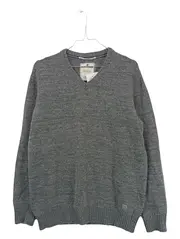 Vorschaubild 1 von Herren Pullover V-Ausschnitt Strickpullover Grau Gr. 50/L Wolle Mix