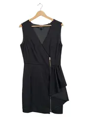 Vorschaubild 1 von Damen Etuikleid Schwarz Gr. M Ärmellos Wickeloptik Reißverschluss