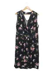 Vorschaubild 1 von Damen Sommerkleid Blumenmuster Schwarz Rosa Gr. 46 3XL