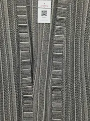 Vorschaubild 3 von Damen Strickjacke Cardigan Gr. M Grau Gestreift Baumwolle