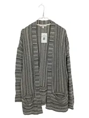 Vorschaubild 1 von Damen Strickjacke Cardigan Gr. M Grau Gestreift Baumwolle