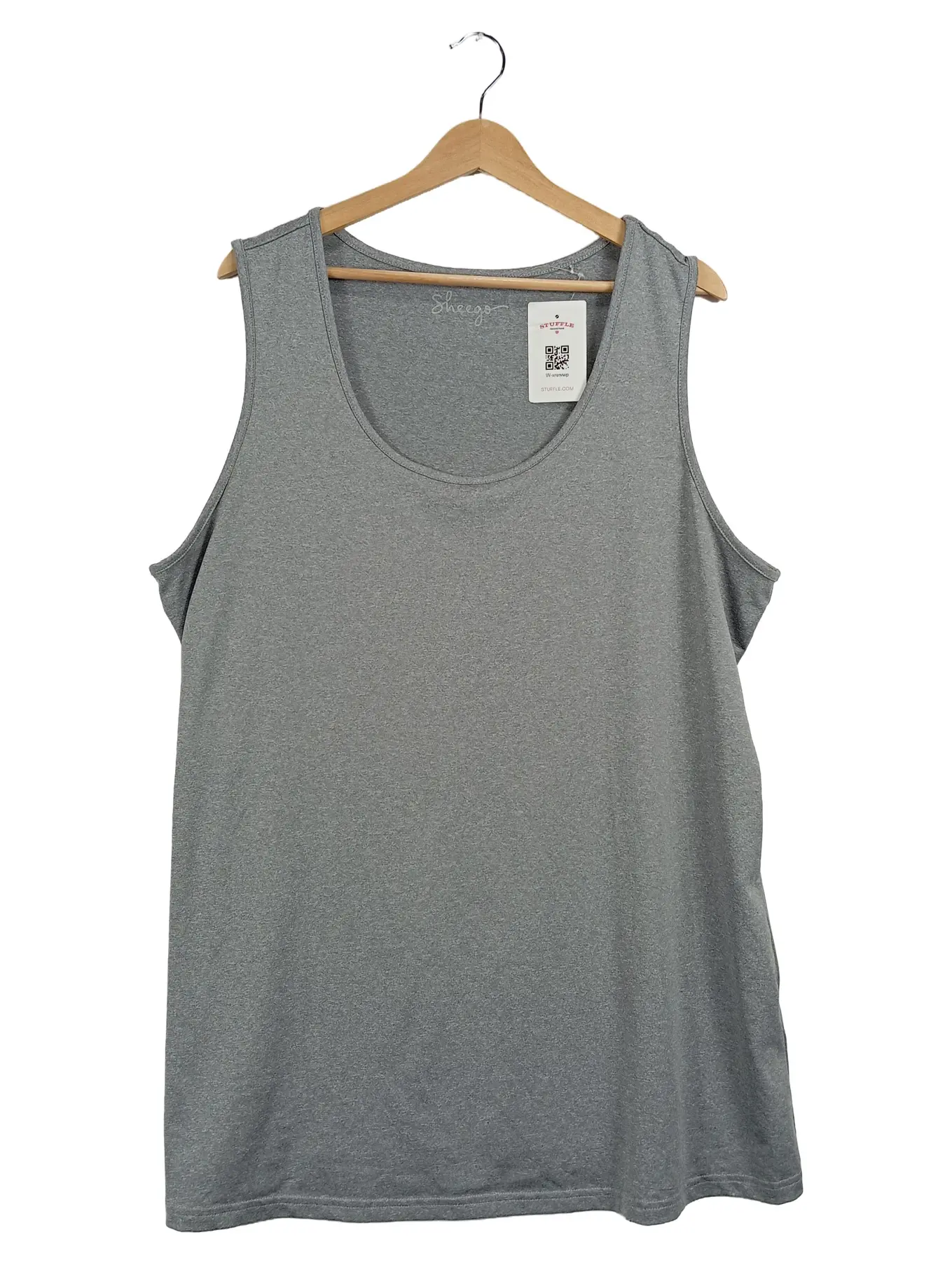 SHEEGO Damen Tanktop Top Shirt Gr. 50 Grau Meliert Sport Yoga Basic Stretch