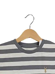 Vorschaubild 3 von Kinder T-Shirt Gr. 122 (7 Jahre) Gestreift Grau Weiß mit Logo