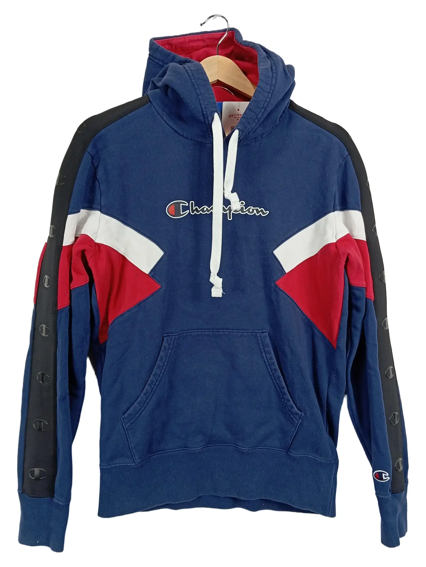 CHAMPION Kinder Kapuzenpullover Hoodie Blau Logo Print Gr. 140