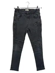Vorschaubild 1 von Boys Destroyed Biker Jeans Gr. 164 Grau Skinny Stretch