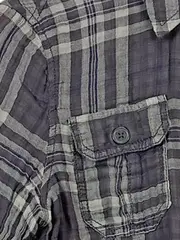 Vorschaubild 2 von Herren Freizeithemd Kariert Langarm Grau Gr. M Baumwolle