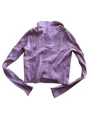 Vorschaubild 2 von Damen Langarmshirt Polokragen Rippstrick Rosa Cropped Gr. S