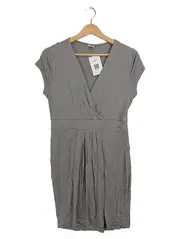 Vorschaubild 1 von Damen Wickelkleid Gr. 42/XL Grau Viskose Freizeitkleid V-Ausschnitt