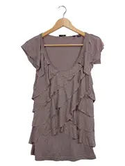 Vorschaubild 2 von Damen Top mit Rüschen Rosa Gr. XS 34 Viskose Feminin