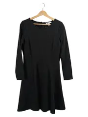 Vorschaubild 1 von Businesskleid Damen Gr. 42/XL Schwarz Langarm Strukturmuster