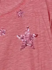 Vorschaubild 3 von T-Shirt Damen Gr. 46/3XL Rosa Sterne Pailletten Fransen