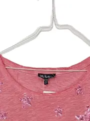 Vorschaubild 5 von T-Shirt Damen Gr. 46/3XL Rosa Sterne Pailletten Fransen