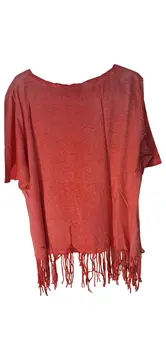 Vorschaubild 2 von T-Shirt Damen Gr. 46/3XL Rosa Sterne Pailletten Fransen