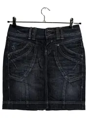 Vorschaubild 1 von Damen Jeansrock Gr. 34/XS Dunkelblau Denim Minirock