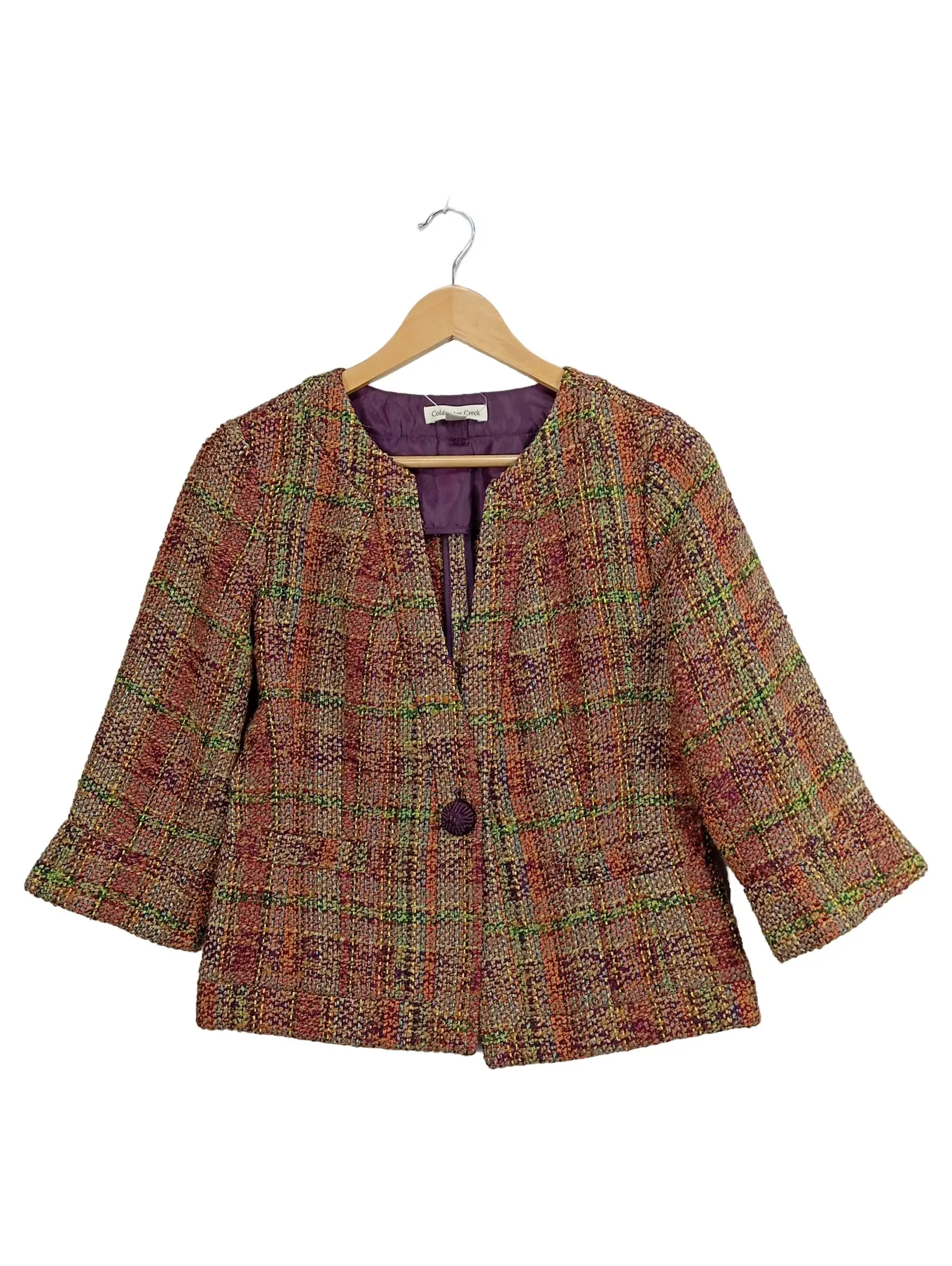 COLDWATER CREEK Blazer Tweed Damen 38 M Kariert Baumwolle Wolle Herbst