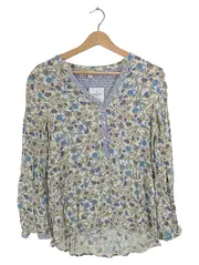 Vorschaubild 1 von Bluse Damen Blumenmuster Boho Langarm Viskose Gr. 40 L Mehrfarbig