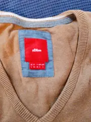 Vorschaubild 4 von Herren Pullover V-Ausschnitt Beige Gr. L/40 Baumwolle