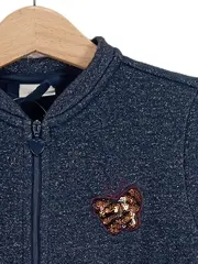 Vorschaubild 3 von Bomberjacke Mädchen Blau Gr. 116 Pailletten Glitzer Freizeit Casual