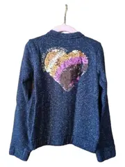 Vorschaubild 2 von Bomberjacke Mädchen Blau Gr. 116 Pailletten Glitzer Freizeit Casual