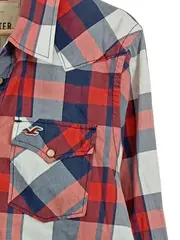 Vorschaubild 3 von kariertes Hemd Herren Gr. 48/M Freizeit Karo Rot Blau Weiß