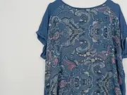 Vorschaubild 4 von Damen Shirt Paisley-Muster Blau Gr. XL Viskose Boho