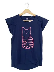 Vorschaubild 1 von Mädchen T-Shirt Gr. 164 Dunkelblau Katze Motiv Kurzarm