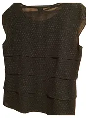 Vorschaubild 5 von Damen Bluse Elegant Gepunktet Rüschen Ärmellos Schwarz Gr. 38