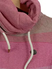 Vorschaubild 2 von Damen Pullover Schalkragen Streifen Hoodie Sweater Bunt Gr. 36 S