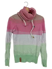 Vorschaubild 1 von Damen Pullover Schalkragen Streifen Hoodie Sweater Bunt Gr. 36 S