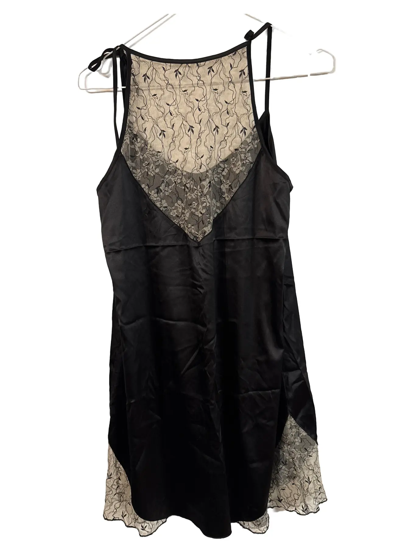 TRIUMPH Damen Nachthemd Negligee Gr. 38 M Schwarz Satin Spitze Elegant