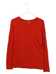 Vorschaubild 1 von Langarmshirt Damen Gr. 40/L Rot Basic Rundhals Stretch