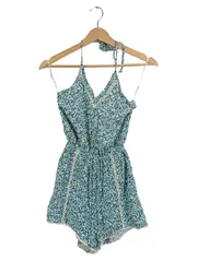 Vorschaubild 1 von Damen Jumpsuit Viskose Blumen Boho Spitze Gr. 34/XS Blau