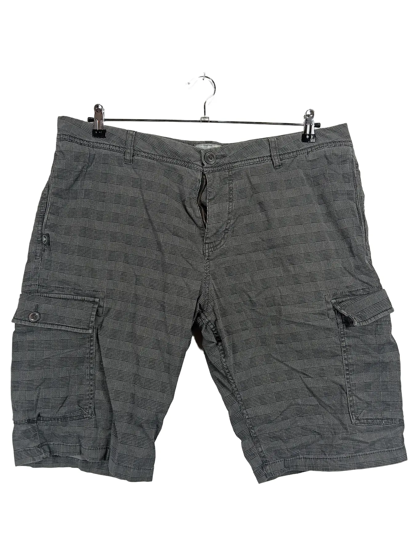 TOM TAILOR Herren Cargo Shorts Baumwolle Kariert Grau W42/58/4XL