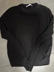 Vorschaubild 2 von Damen Pullover Gr. S Schwarz Rippstrick Lochmuster Viskose