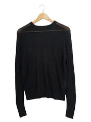 Vorschaubild 1 von Damen Pullover Gr. S Schwarz Rippstrick Lochmuster Viskose