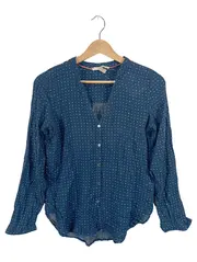 Vorschaubild 1 von Damen Bluse Langarm Gr. 34/XS Blau Gepunktet Baumwolle